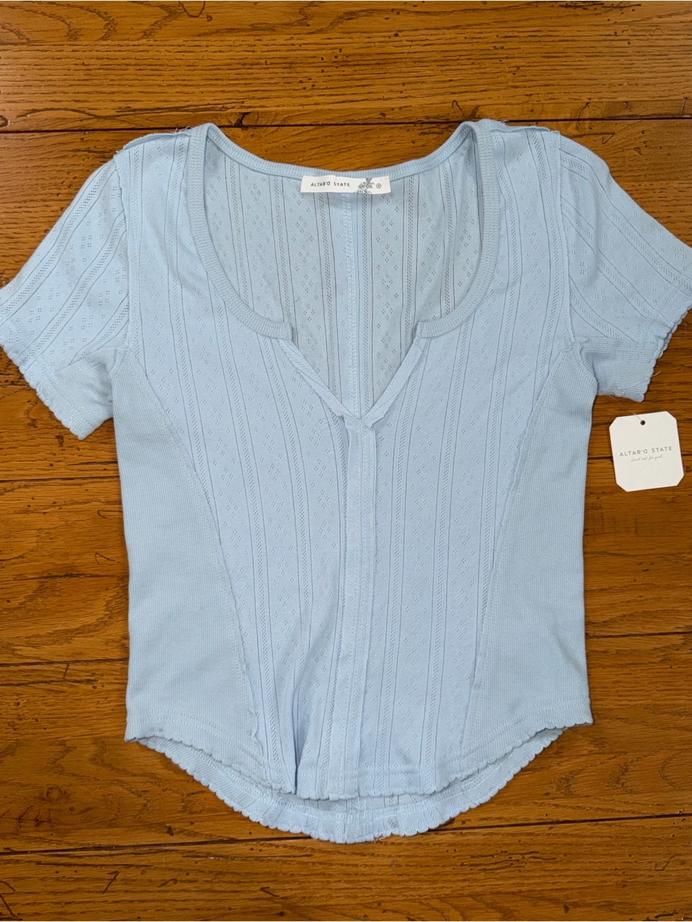 Altar'd State sz Small NWT Light Blue Short Sleeve Top New